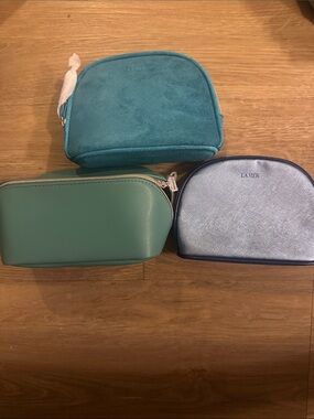 La Mer Trio Cosmetic Pouch Set in Teal, Mint & Light Blue